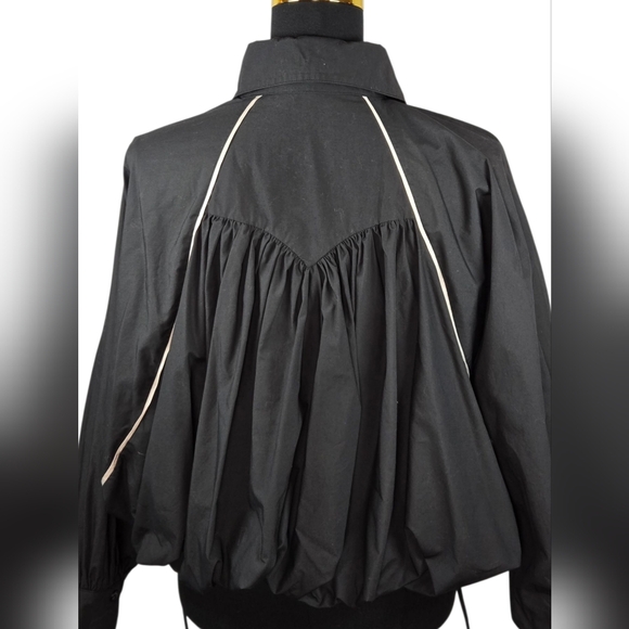 Fe Noel Statement Sleeve Poet Shirt Black XS Japanese Cotton Sculptural Back - Picture 10 of 15